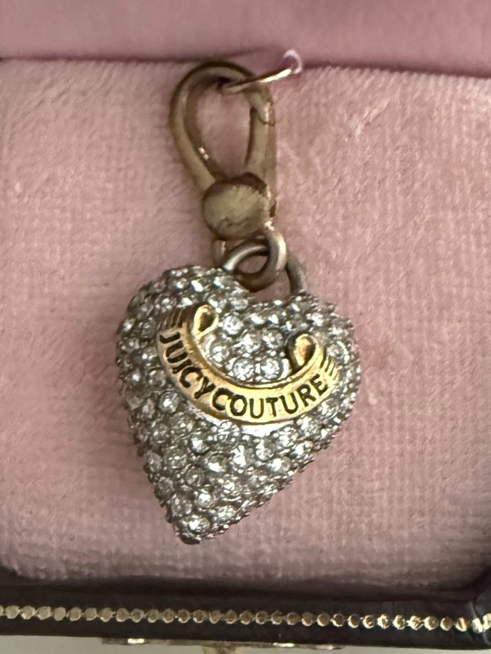 Juicy Couture Silver Jeweled Heart Charm | Vintage Crystal Heart Charm